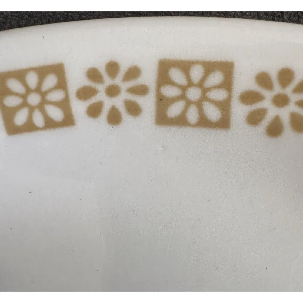 Vintage Shenango China Restaurant Ware Oval Plate Gold Daisy Floral Rim 9.5”